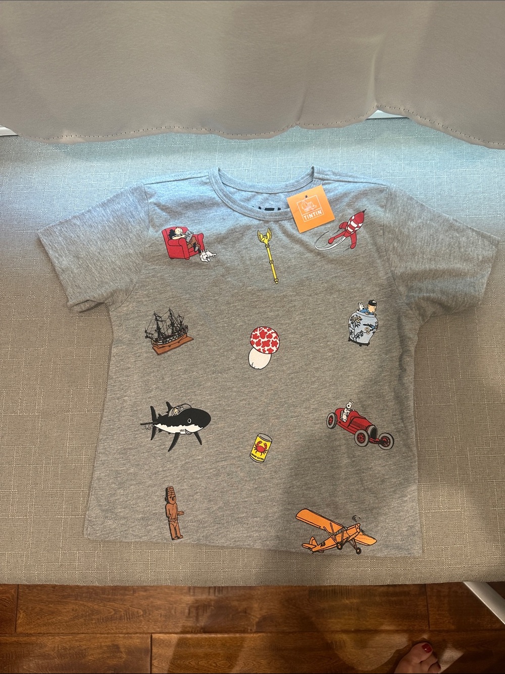 Kids Grey Short Sleeve Tee with Fun Icon Prints